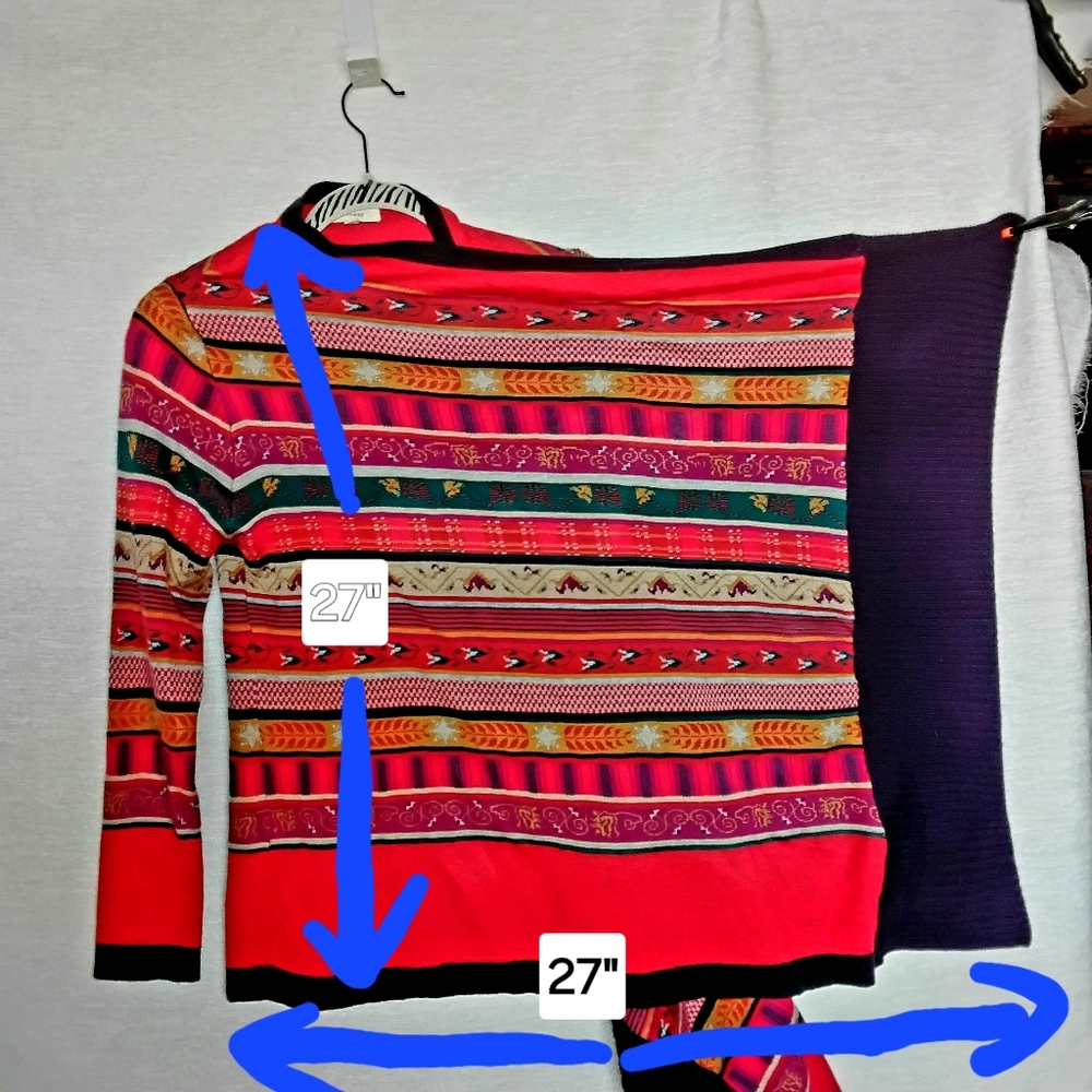 Freeway Size L OPEN FRONT CASCADE Waterfall Sweater Cardigan Vintage Look - Picture 6 of 8